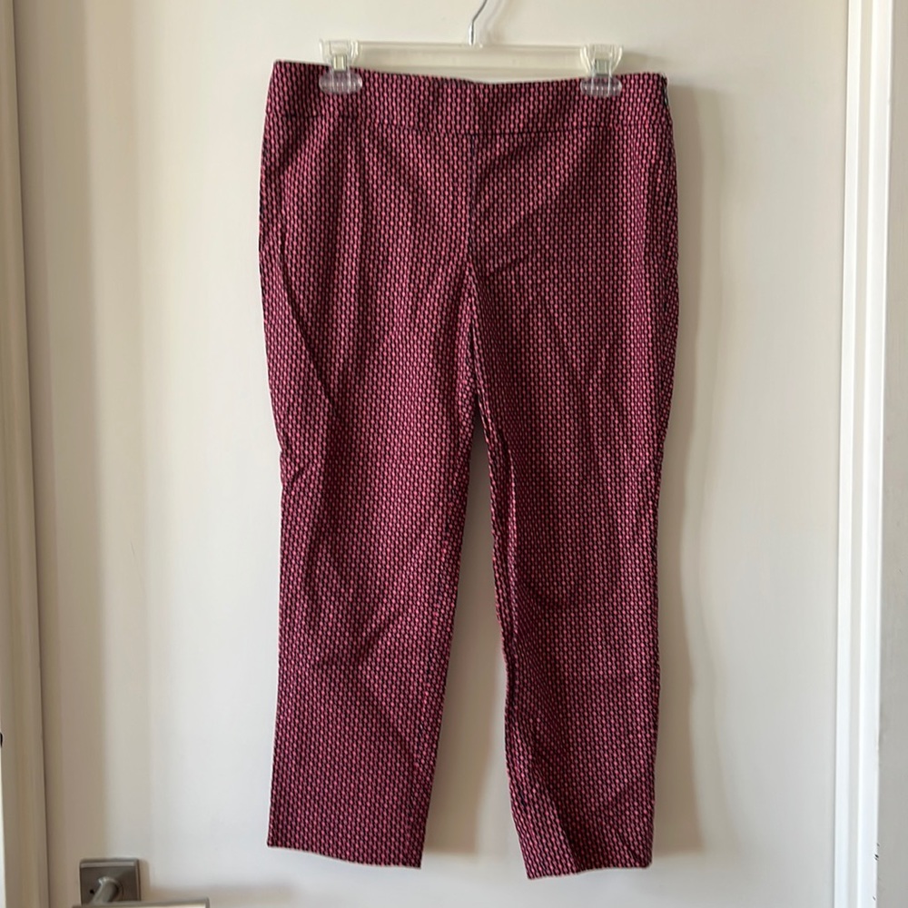 LOFT Burgundy Patterned Ankle Pants